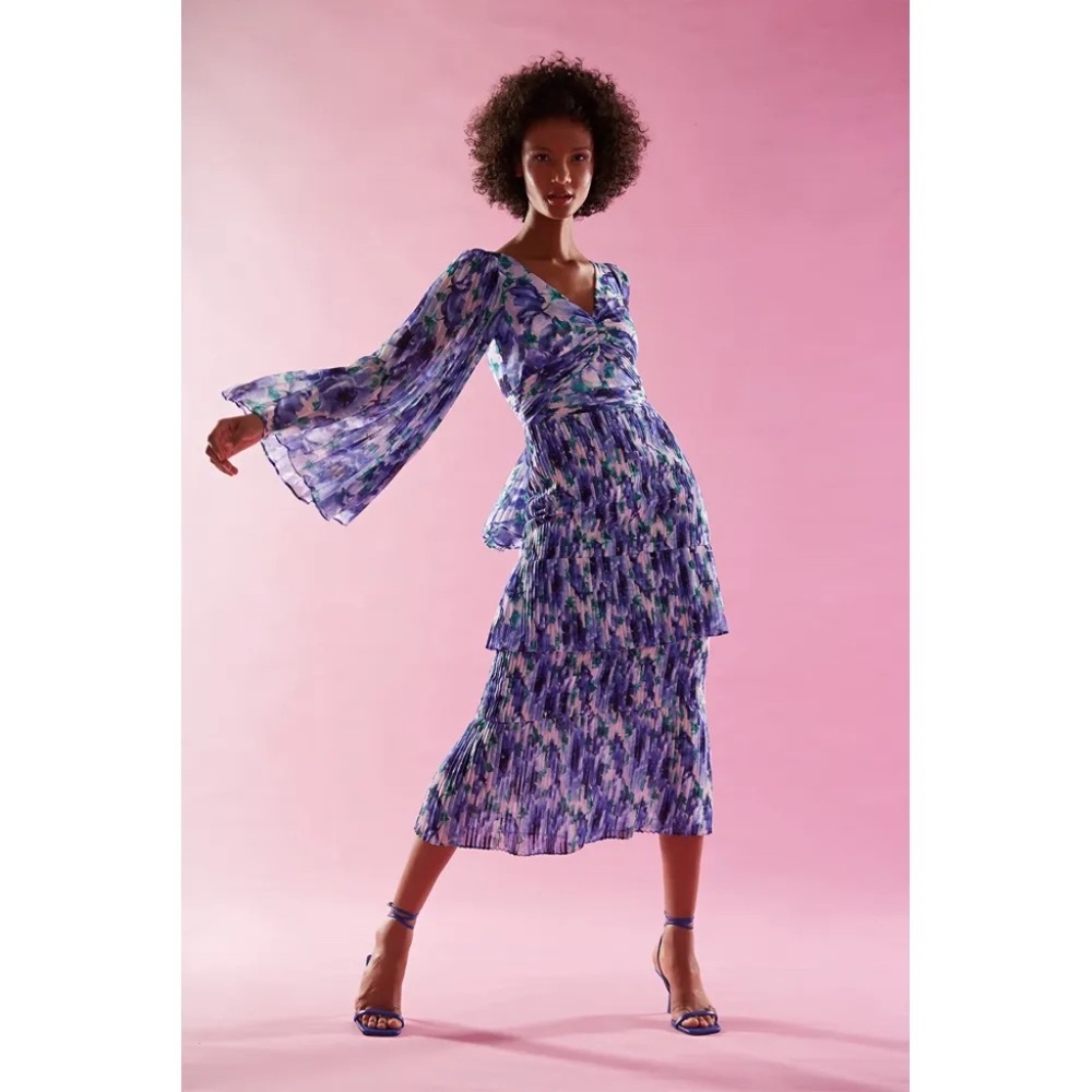 NWT Theia Gemma Pleated Midi Dress - size 4